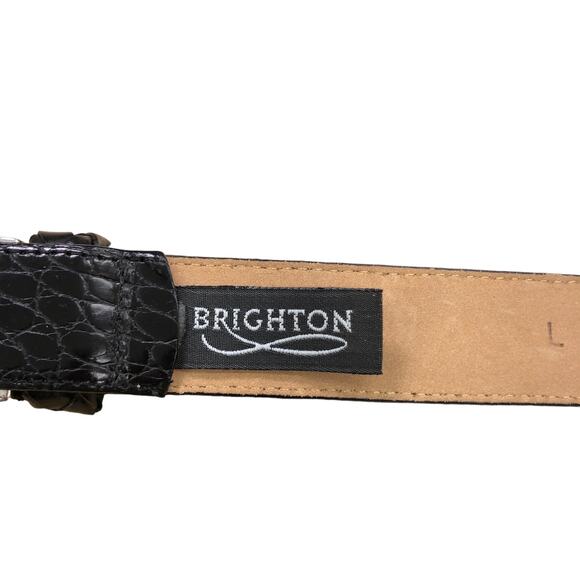 Brighton Women\'s Sz 32 Belt Black Croc Pattern #24703 Sliver Hardware Buckle main image 15